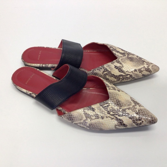 Anine Bing Daphne Pointed Toe Flats Python Snake Shoes US 10 EU 41 - Picture 1 of 10